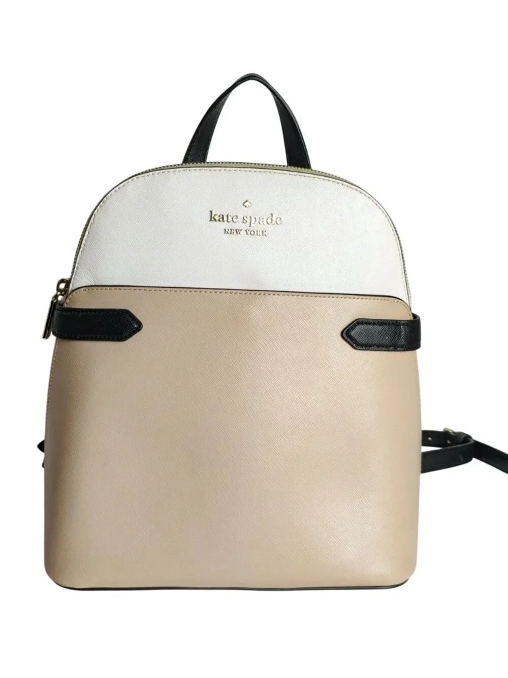 Kate Spade Staci Dome Med Backpack Beige White Saffiano Leather KG021 Ret $359